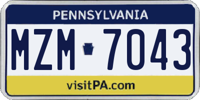 PA license plate MZM7043