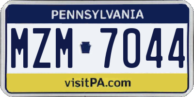 PA license plate MZM7044