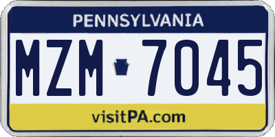 PA license plate MZM7045