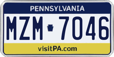 PA license plate MZM7046