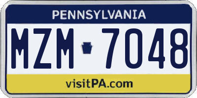 PA license plate MZM7048