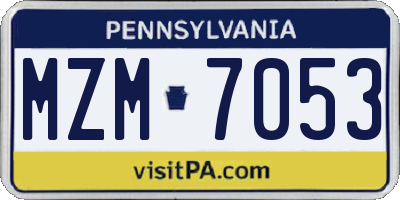 PA license plate MZM7053