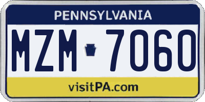 PA license plate MZM7060