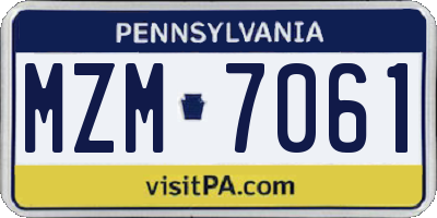PA license plate MZM7061