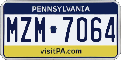 PA license plate MZM7064