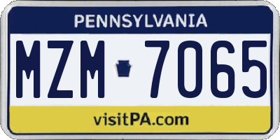 PA license plate MZM7065