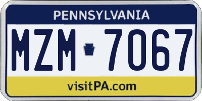 PA license plate MZM7067