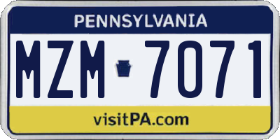 PA license plate MZM7071