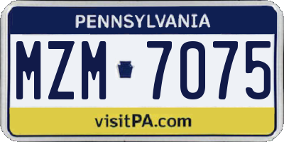PA license plate MZM7075