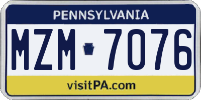 PA license plate MZM7076