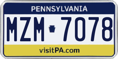 PA license plate MZM7078