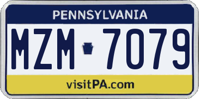 PA license plate MZM7079