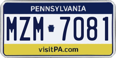 PA license plate MZM7081