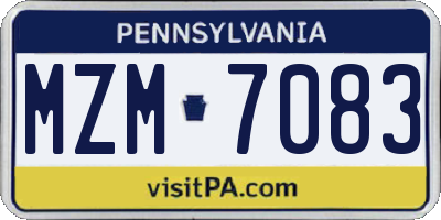 PA license plate MZM7083