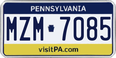 PA license plate MZM7085