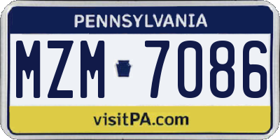 PA license plate MZM7086