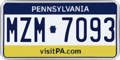 PA license plate MZM7093