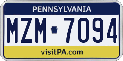 PA license plate MZM7094