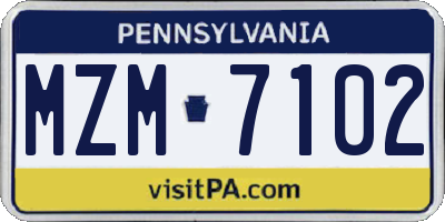 PA license plate MZM7102