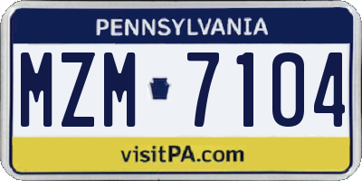 PA license plate MZM7104