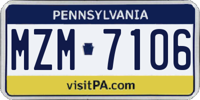 PA license plate MZM7106