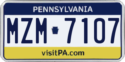 PA license plate MZM7107
