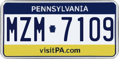 PA license plate MZM7109