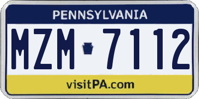 PA license plate MZM7112