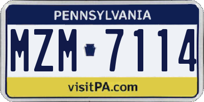PA license plate MZM7114