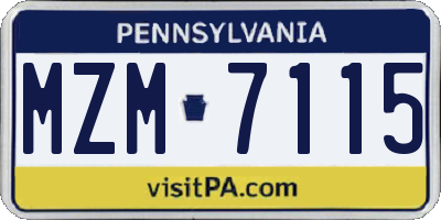 PA license plate MZM7115