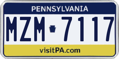 PA license plate MZM7117
