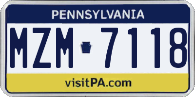 PA license plate MZM7118