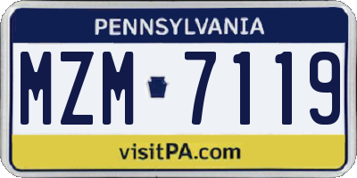 PA license plate MZM7119