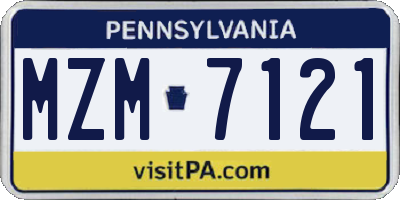 PA license plate MZM7121