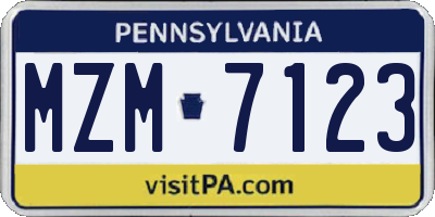 PA license plate MZM7123