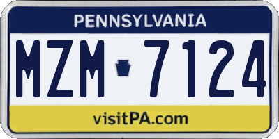 PA license plate MZM7124