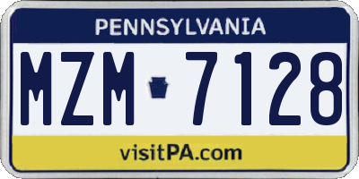 PA license plate MZM7128
