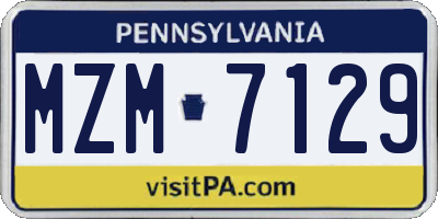 PA license plate MZM7129
