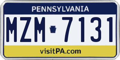 PA license plate MZM7131
