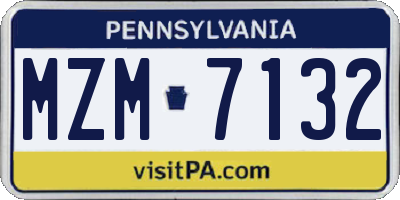 PA license plate MZM7132