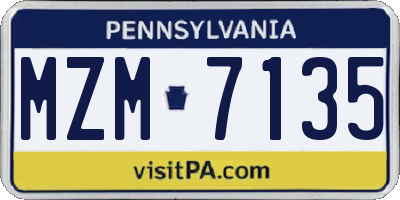 PA license plate MZM7135