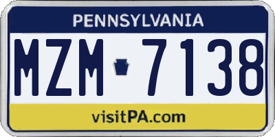PA license plate MZM7138