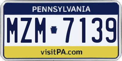 PA license plate MZM7139
