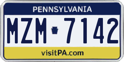 PA license plate MZM7142