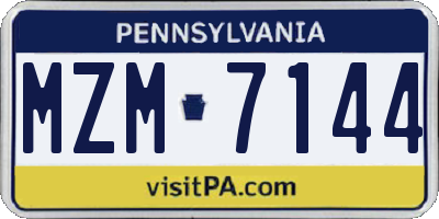 PA license plate MZM7144