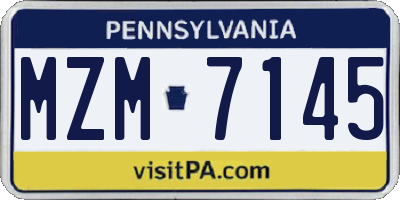 PA license plate MZM7145
