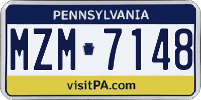 PA license plate MZM7148
