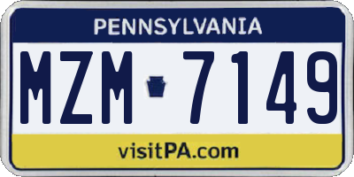 PA license plate MZM7149