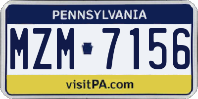 PA license plate MZM7156