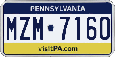 PA license plate MZM7160